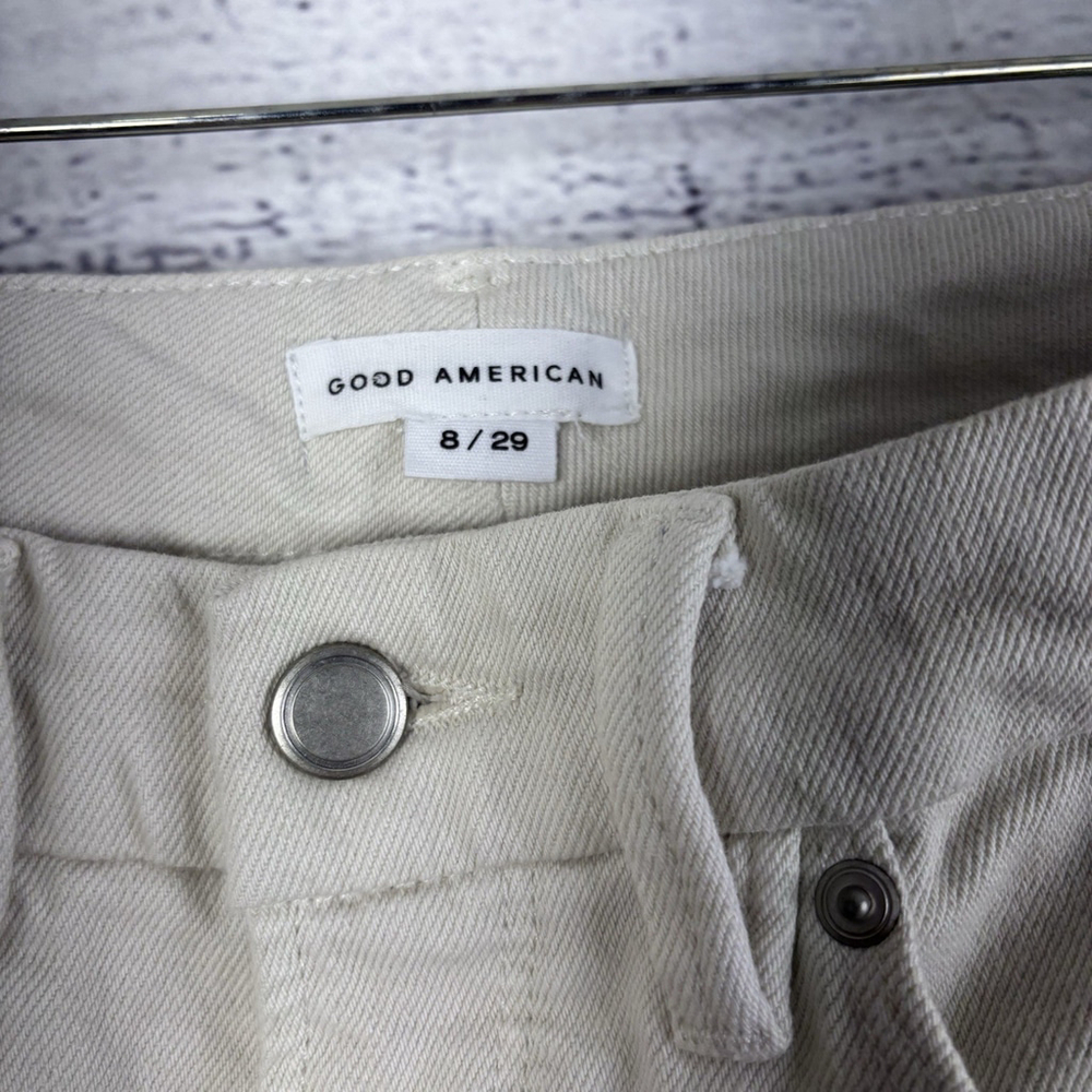 Good American Good Classic Jeans Size 8 Bone Color High Rise, Straight Leg Denim - Picture 10 of 11
